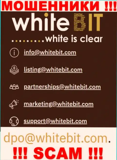 Рекомендуем избегать контактов с обманщиками WhiteBit, в том числе через их e-mail