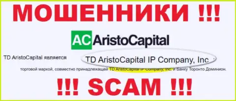 Юридическое лицо интернет мошенников АристоКапитал - TD AristoCapital IP Company, Inc, информация с сайта мошенников