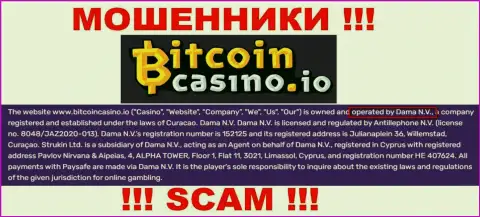 Контора BitcoinCasino находится под руководством компании Dama N.V.