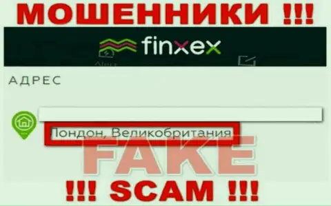 Finxex Com намерены не разглашать о своем настоящем адресе регистрации