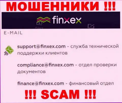 В разделе контактной инфы мошенников Finxex LTD, указан именно этот адрес электронной почты для обратной связи с ними