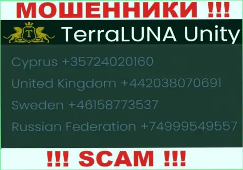 Вызов от интернет мошенников Terra Luna Unity можно ждать с любого номера телефона, их у них немало