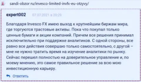 Честные отзывы трейдеров Invesco Limited касательно условий для спекуляций указанной форекс брокерской компании на сервисе Sandi-Obzor Ru