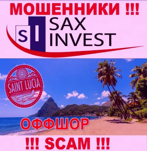 Так как Сакс Инвест базируются на территории Saint Lucia, украденные денежные средства от них не вернуть