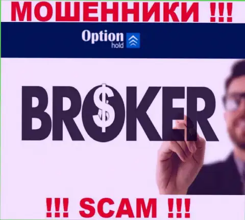 Брокер - конкретно в указанном направлении предоставляют услуги интернет-махинаторы Option Hold