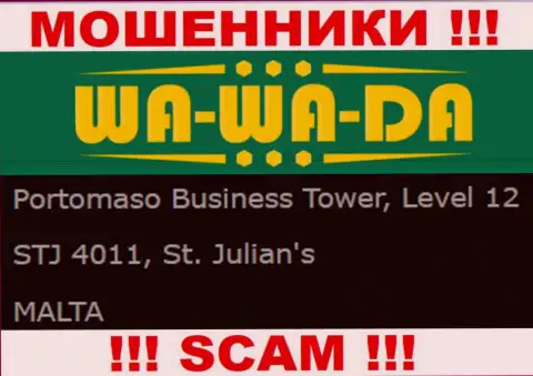 Офшорное местоположение Ва-Ва-Да Ком - Portomaso Business Tower, Level 12 STJ 4011, St. Julian's, Malta, оттуда данные интернет-жулики и прокручивают свои делишки