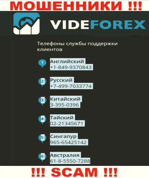 В запасе у internet мошенников из конторы VideForex Com припасен не один телефонный номер