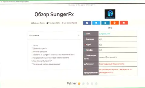 SungerFX - это контора, совместное сотрудничество с которой доставляет только лишь потери (обзор)