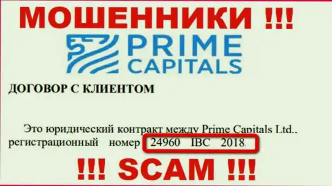 Prime Capitals - МОШЕННИКИ ! Номер регистрации компании - 24960 IBC 2018