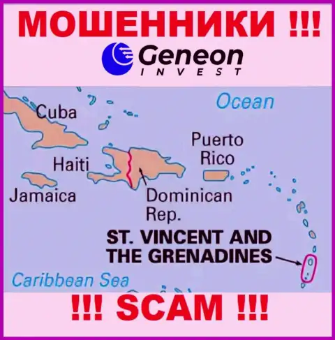 GeneonInvest имеют регистрацию на территории - St. Vincent and the Grenadines, избегайте взаимодействия с ними